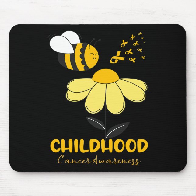 Childhood Cancer Awareness Bee Ribbon for Man Woma Mouse Pad (Front)