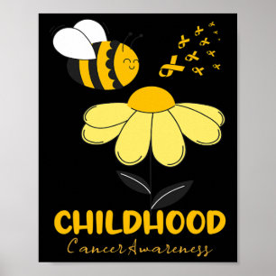 Childhood Cancer Awareness Bee Ribbon for Man Woma Poster