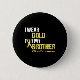 Childhood Cancer Awareness  Brother Yellow Ribbon  6 Cm Round Badge