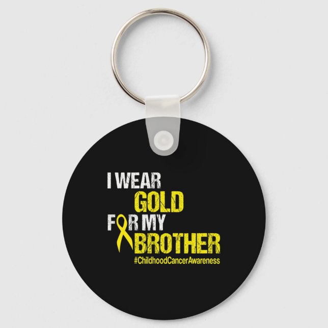 Childhood Cancer Awareness  Brother Yellow Ribbon  Key Ring (Front)