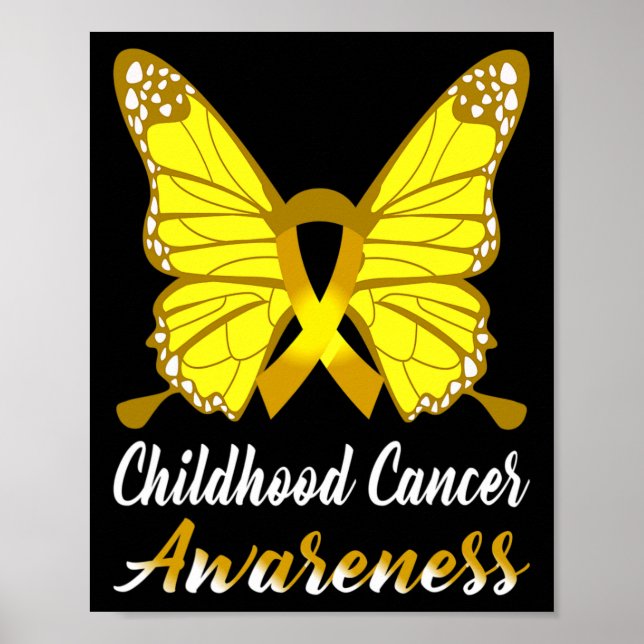 Childhood Cancer Awareness Butterfly Ribbon Suppor Poster (Front)