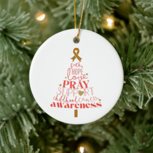 childhood cancer awareness Christmas Holiday  Ceramic Tree Decoration