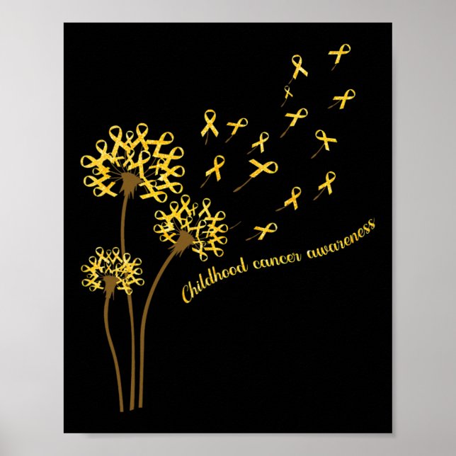 Childhood Cancer Awareness Dandelion Flower Gold R Poster (Front)