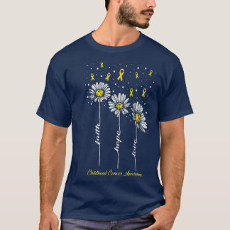 Childhood Cancer Awareness Faith Hope Love Flower T-Shirt