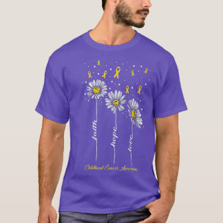 Childhood Cancer Awareness Faith Hope Love Flower T-Shirt