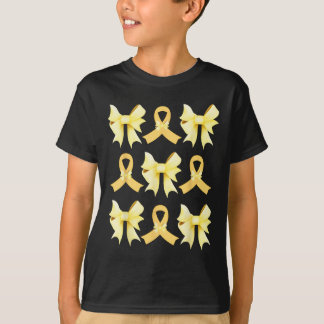 Childhood Cancer Awareness Girls Coquette Bow Gold T-Shirt