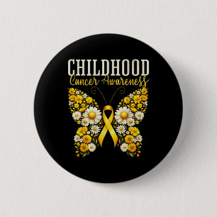 Childhood Cancer Awareness Gold Butterfly Warrior 6 Cm Round Badge