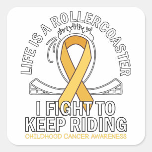 Childhood cancer awareness gold ribbon fight square sticker