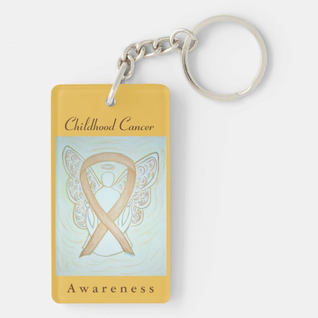 Childhood Cancer Awareness Gold Ribbon Keychain (Back)