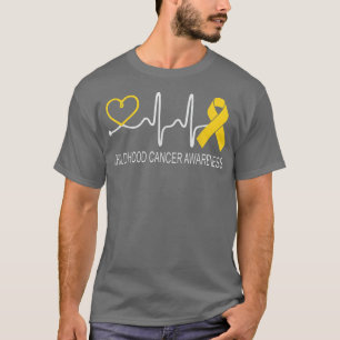Childhood Cancer Awareness Heartbeat Gold Ribbon 4 T-Shirt