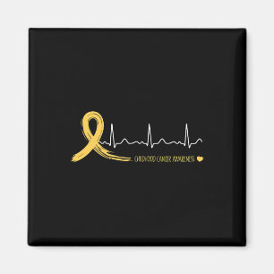 Childhood Cancer Awareness Heartbeat Gold Ribbon Magnet