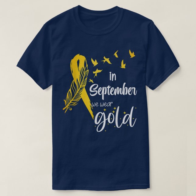 Childhood Cancer Awareness In September We Wear Ri T-Shirt (Design Front)
