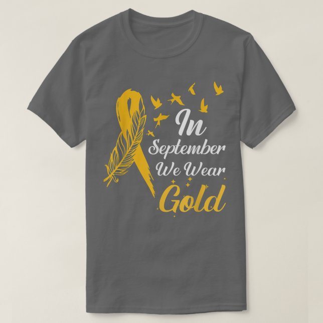 Childhood Cancer Awareness In September We Wear Ri T-Shirt (Design Front)