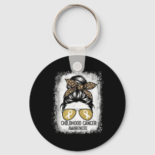 Childhood Cancer Awareness Leopard And Gold Ribbon Key Ring