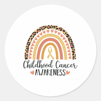 Childhood Cancer Awareness Leopard Print Rainbow 1 Classic Round Sticker