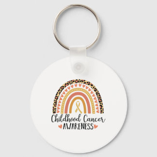Childhood Cancer Awareness Leopard Print Rainbow 1 Key Ring