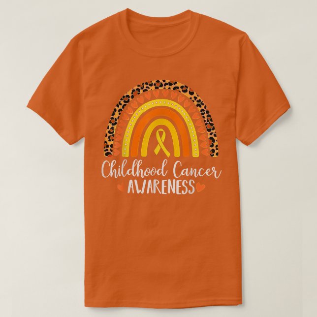 Childhood Cancer Awareness Leopard Print Rainbow 6 T-Shirt (Design Front)