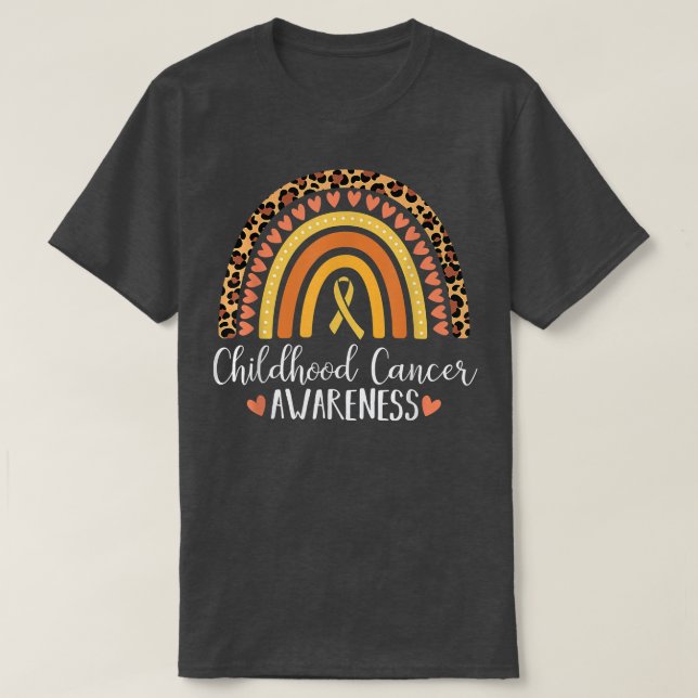 Childhood Cancer Awareness Leopard Print Rainbow 6 T-Shirt (Design Front)