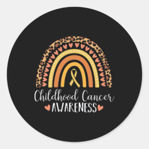 Childhood Cancer Awareness Leopard Print Rainbow Classic Round Sticker