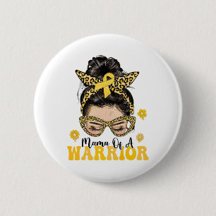 Childhood Cancer Awareness Mama Of A Warrior Messy 6 Cm Round Badge