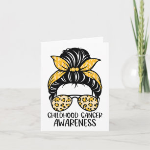 Childhood Cancer Awareness Messy Bun Sungles Leopa Card