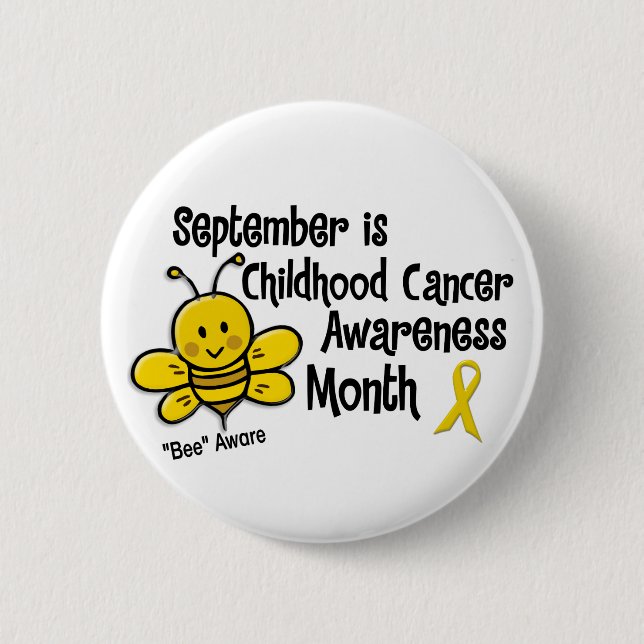 Childhood Cancer Awareness Month Bee 1.3 6 Cm Round Badge (Front)
