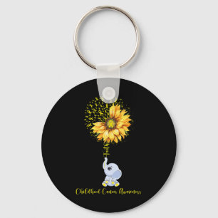 Childhood Cancer Awareness Month Sunflower Elephan Key Ring