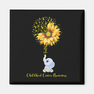 Childhood Cancer Awareness Month Sunflower Elephan Magnet