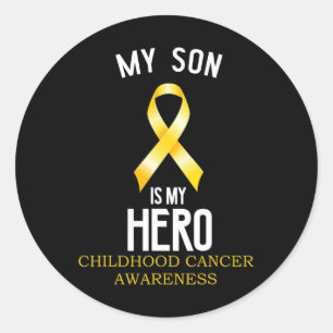 Childhood cancer awareness My Son is my hero Classic Round Sticker