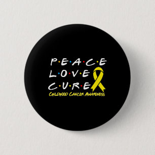 Childhood Cancer Awareness Peace Love Cure 6 Cm Round Badge