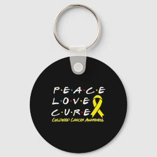 Childhood Cancer Awareness Peace Love Cure Key Ring