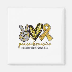 Childhood Cancer Awareness Peace Love Cure Leopard Magnet