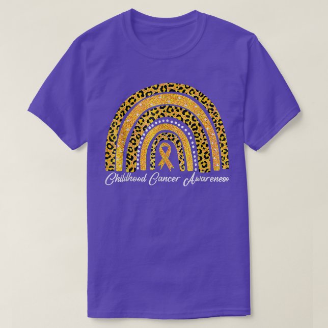 Childhood Cancer Awareness Rainbow Leopard  T-Shirt (Design Front)
