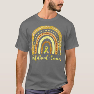 Childhood Cancer Awareness Rainbow Strong Gold Rib T-Shirt