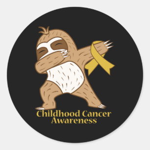 Childhood Cancer Awareness Ribbon Dabbing Sloth Wa Classic Round Sticker