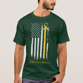 Childhood Cancer Awareness Ribbon In A Flag 131 T-Shirt