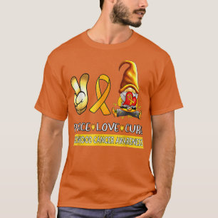 Childhood Cancer Awareness Ribbon Peace Love Cure  T-Shirt