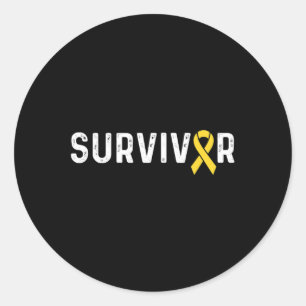 Childhood Cancer Awareness Ribbon Survivor Remissi Classic Round Sticker