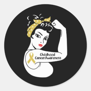 Childhood Cancer Awareness Strong Women Classic Round Sticker