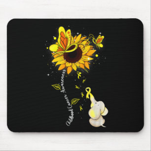 Childhood Cancer Awareness Sunflower Elephant Men Mouse Pad