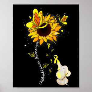 Childhood Cancer Awareness Sunflower Elephant Men  Poster