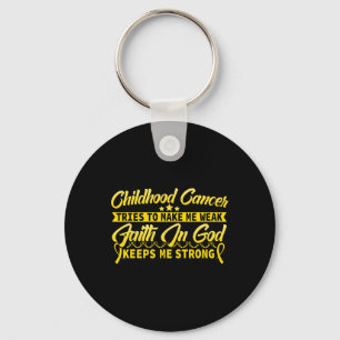 Childhood Cancer Awareness Tee God keeps me strong Key Ring