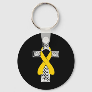 Childhood Cancer Awareness Tee Gold Ribbon Celtic  Key Ring