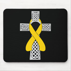 Childhood Cancer Awareness Tee Gold Ribbon Celtic  Mouse Pad