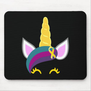 Childhood Cancer Awareness Unicorn Yellow Ribbon Mouse Pad