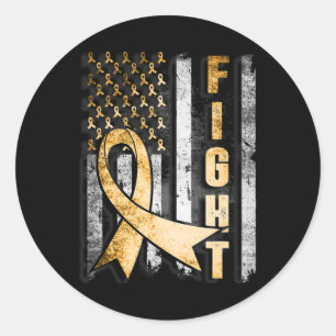 Childhood Cancer Awareness Warrior Us Flag  Classic Round Sticker