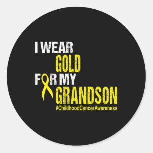 Childhood Cancer Awareness Yellow Ribbon For Grand Classic Round Sticker