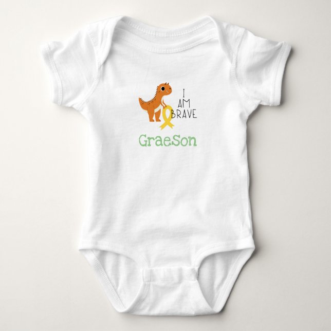 childhood cancer. brave.custom name-Baby Bodysuit (Front)