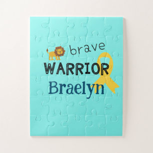 childhood cancer.brave warrior.Custom name Puzzle