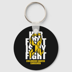 Childhood Cancer Caregiver Month Gold Ribbon Her F Key Ring